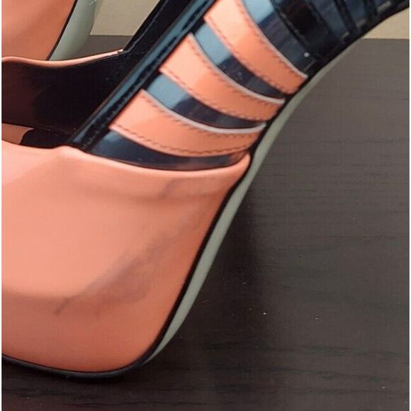 LORIBLU Made in Italy Sz 39 (US 8.5) Patent Leather Platform Pumps Salmon Black - Picture 10 of 12